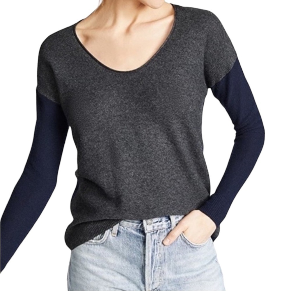 Madewell Kimball Colorblock Sweater Sz S Blue Gray Merino Wool Alpaca Blend